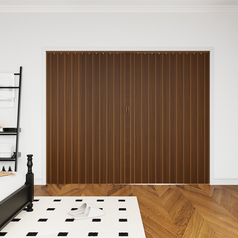 79'' Hollow Double Pane Accordion Door, Walnut, 96" x 80"