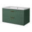 Meuble-lavabo mural avec lavabo en résine, armoire de rangement flottante avec 2 tiroirs