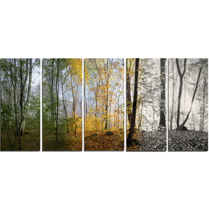 «Forest in Early Morning», ensemble de 5 toiles tendues