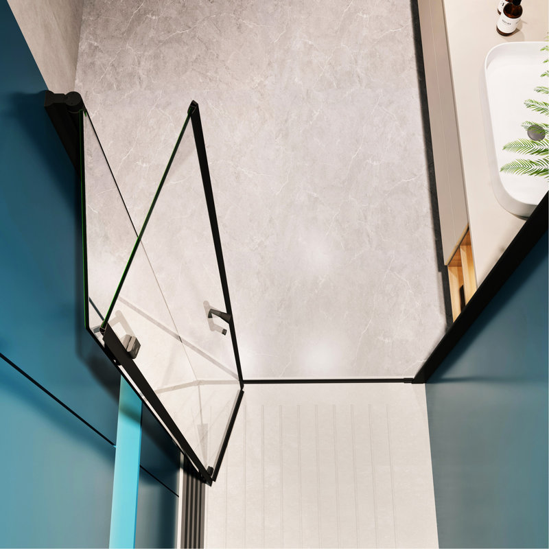 1/4" Tempered Glass Shower Door, Universal Pivot - 1 3/8" Adjustable, Matte Black, 36000 Open And Close Queries, Marvelous Unparalleled Leak Property