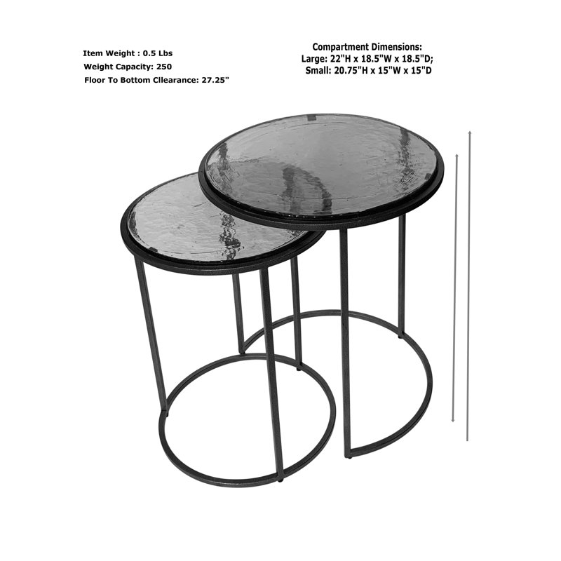 Alga Glass Top Nesting Tables