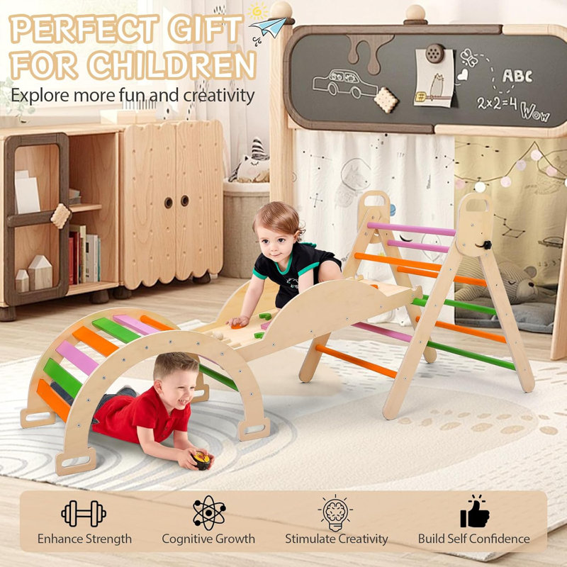 9 In 1 Blue Elephant Toddler 52.1cm W Indoor Wooden Climber