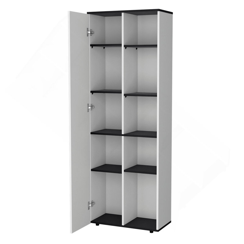 1-Door Multistorage Kitchen Pantry, White/Black