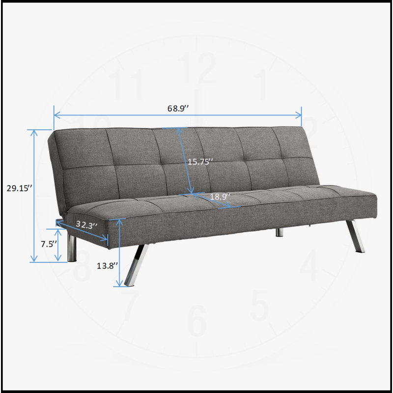 Futon canapé-lit polyvalent à pieds en acier inoxydable pour toutes les occasions