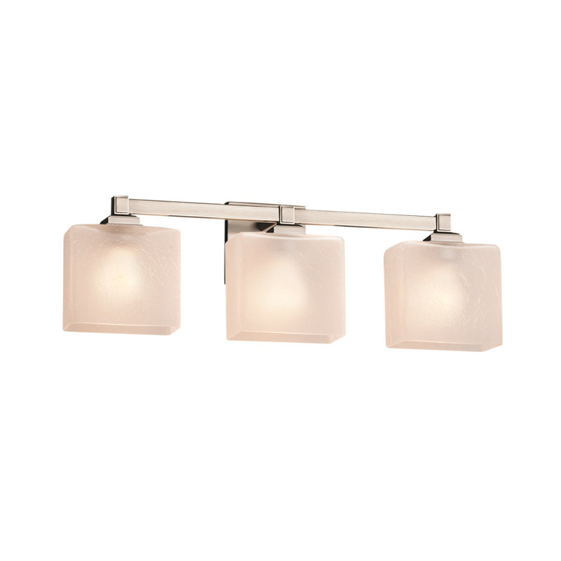 Éclairage pour meuble-lavabo 3 lumières Shmavon, Nickel brossé, Opale