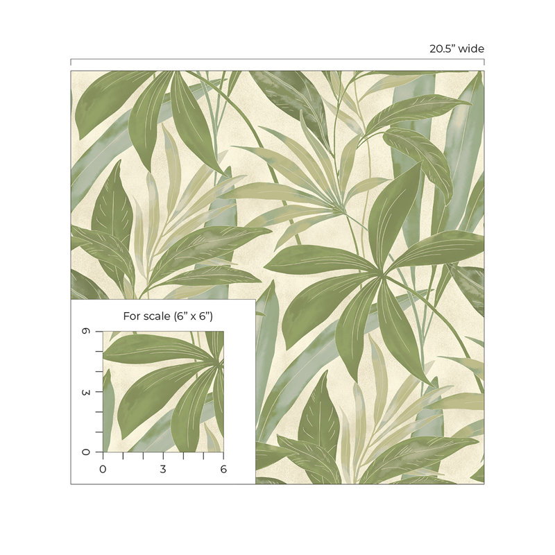 Tommy Bahama Buena Vista Palm 18' L x 20.5" W Peel and Stick Wallpaper Roll, Green
