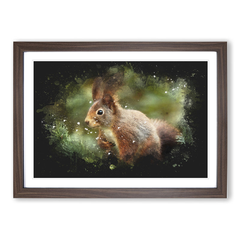 Red Squirrel Vol.2 - Picture Frame Painting, Walnut Framed, 48cm H x 65cm W x 2cm D