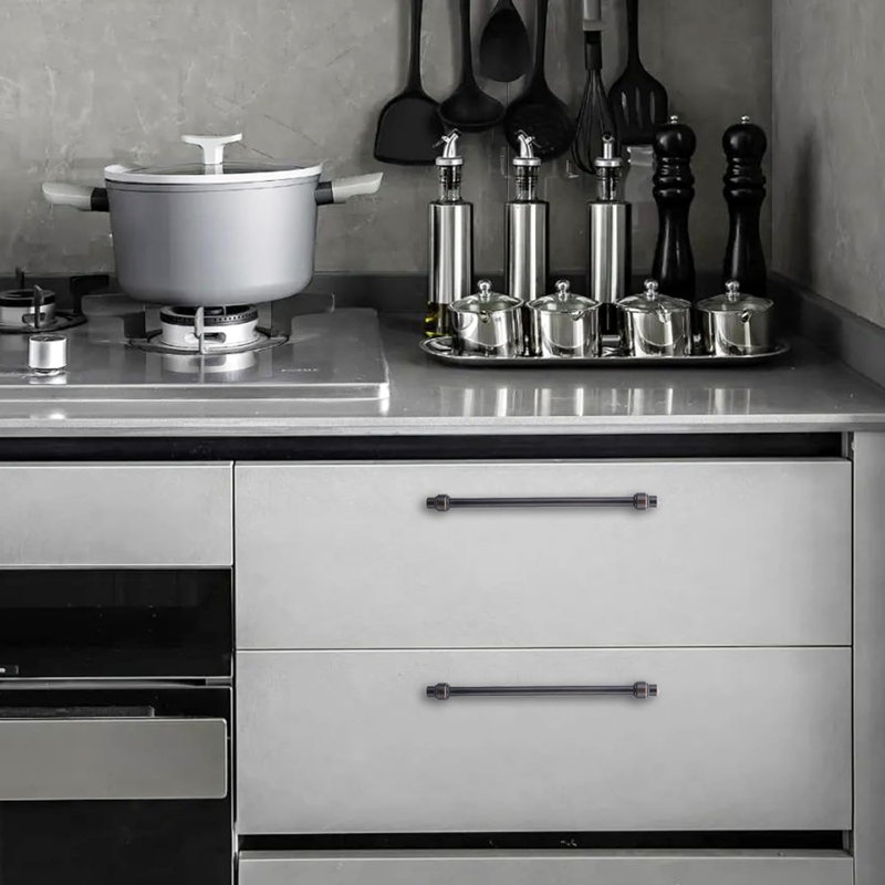 Paquet de 10 poignées d'armoire, poignées de tiroir en alliage de zinc massif, quincaillerie de cuisine et de commode moderne avec filetage profond