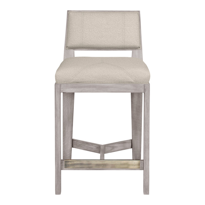 Scoville By Thom Filicia Upholstered Counter Stool with Solid Wood Frame, Gris colombe, Vapeur Nadia