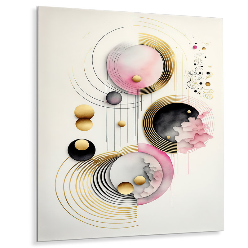Décoration murale moderne colorée circulaire abstraite IV - métal, H 20 po x l 12 po x P 1 po