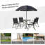 Ensemble de salle à manger de patio 6 pièces pour 4 personnes avec parasol, table d'extérieur et chaises avec 4 chaises pliantes et table ronde en verre pour le jardin, la cour et la piscine