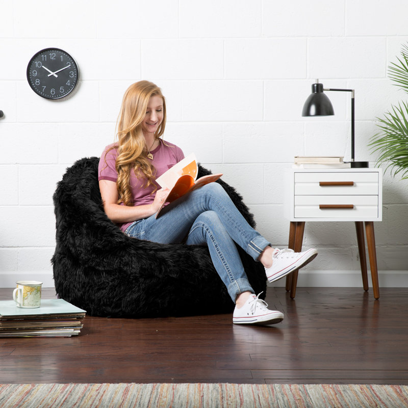 Standard Bean Bag Chair, Black 100% Polyester, Milano