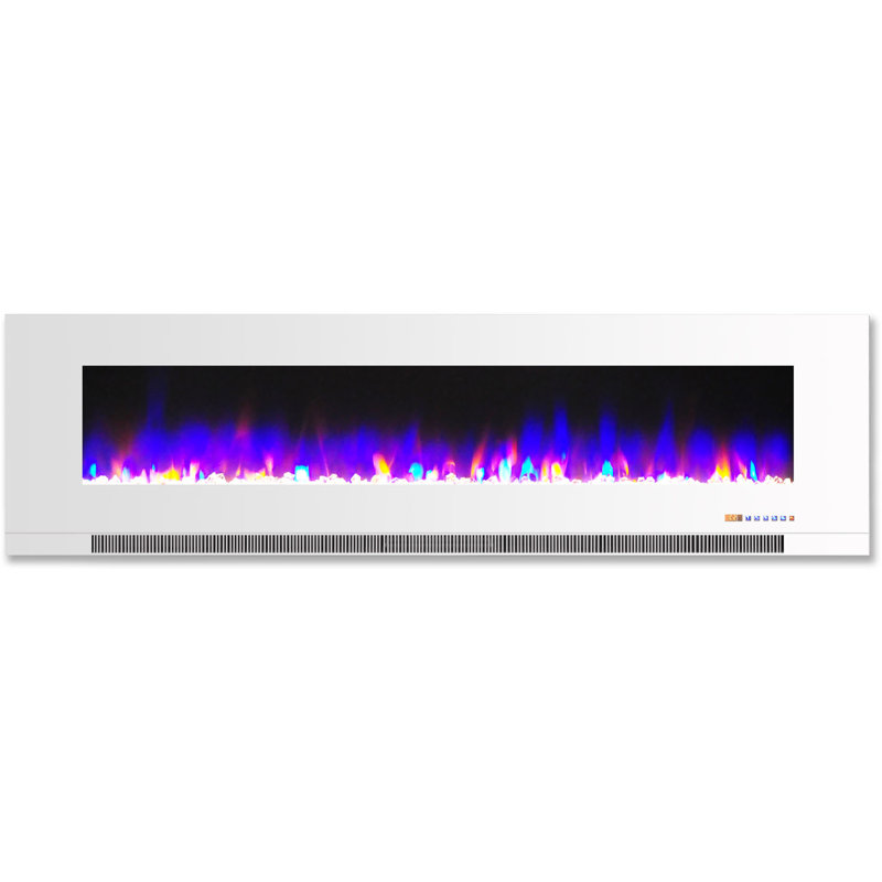 60-Inch White Wall-Mount Electric Fireplace with LED Flames
