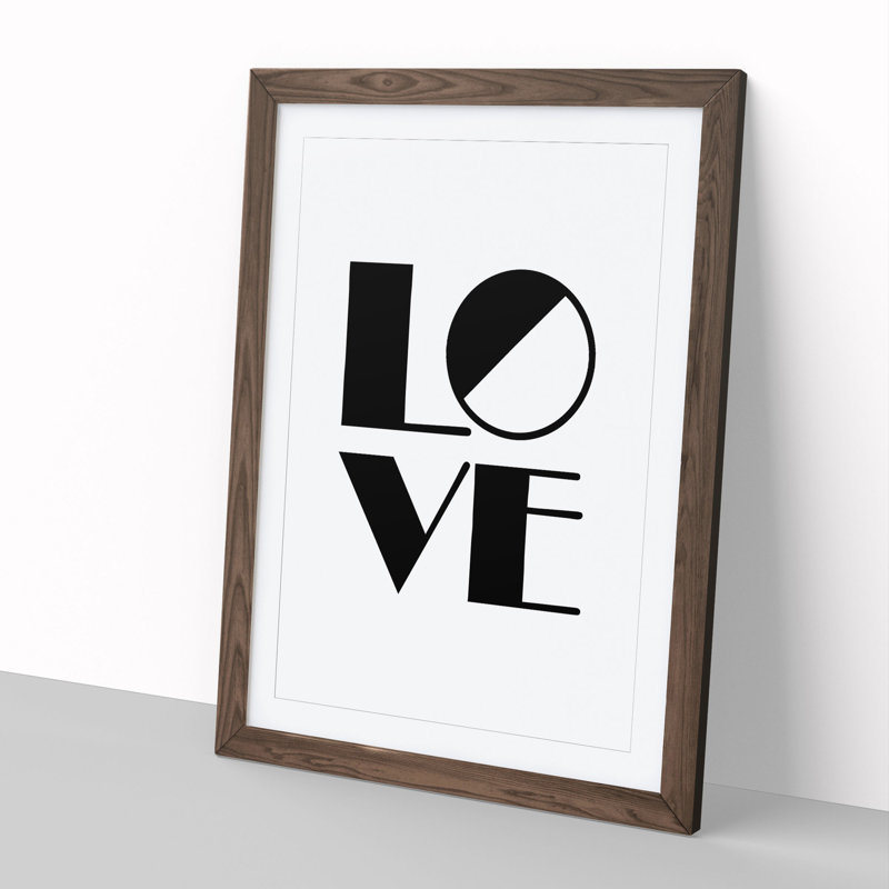 Love Block - Picture Frame Typography, Walnut Framed, 90cm H x 65cm W x 2cm D