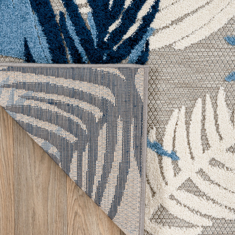 Hernandez Floral Navy/Ivory/Blue Indoor & Outdoor Area Rug, Rectangle 8'8" x 12'