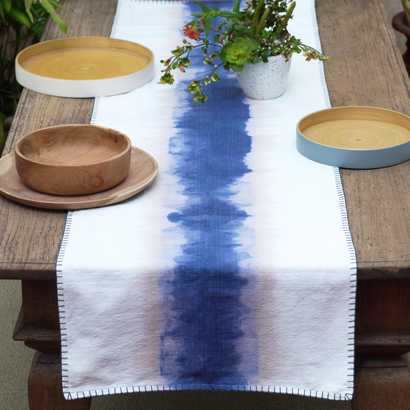 Indigo River Tie-Dyed Cotton Table Runner