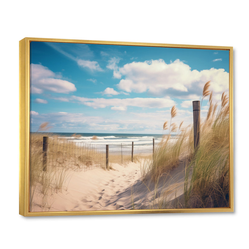 " Tranquility Path To Dune Beach II ", 12" H x 20" W x 1" D, Gold Floater Framed