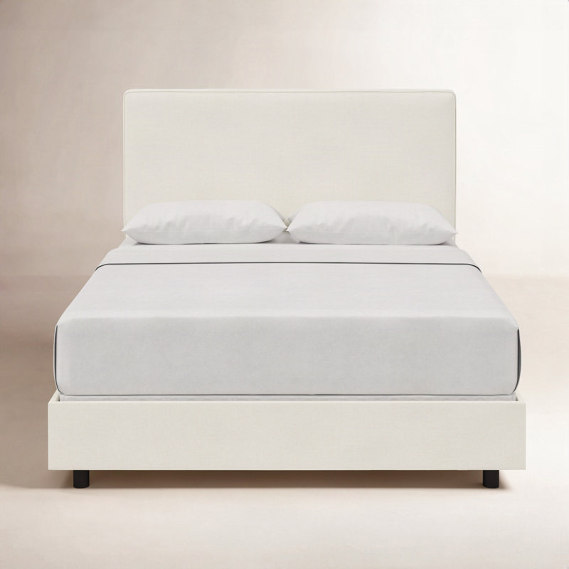 Lit tapissier standard en coton Marquise, Grand, Lin blanc texturé Zuma