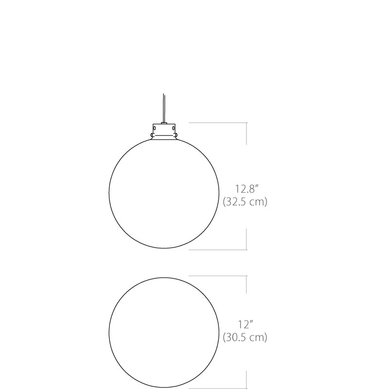 Luminaire suspendu simple en verre transparent Sphere, Blanc, H 12,8 po x l 12 po x P 12 po