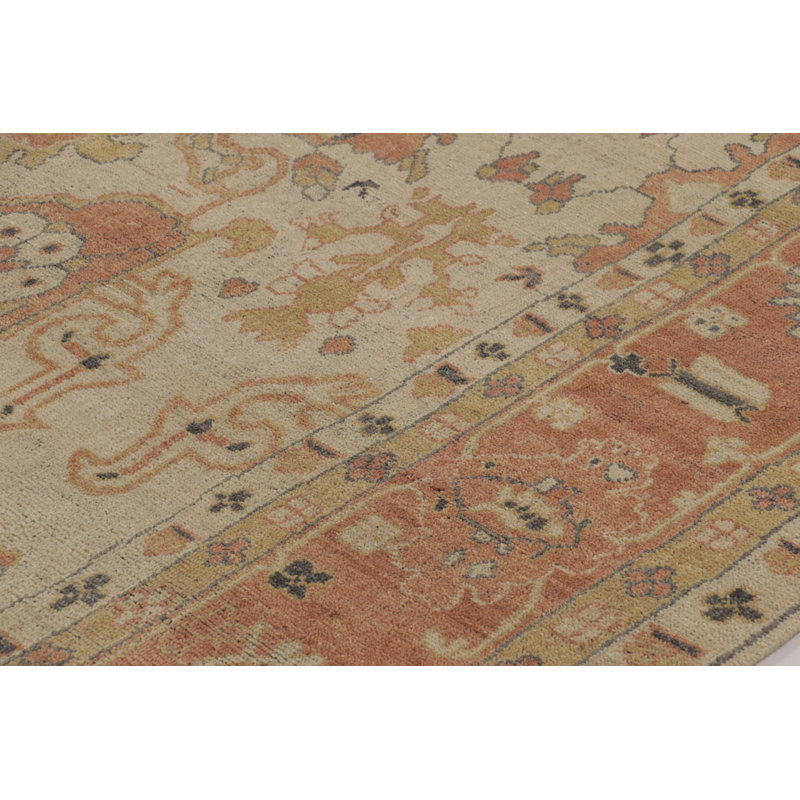 Burano Hand Knotted Wool Floral Area Rug, Rectangle 6' x 9'