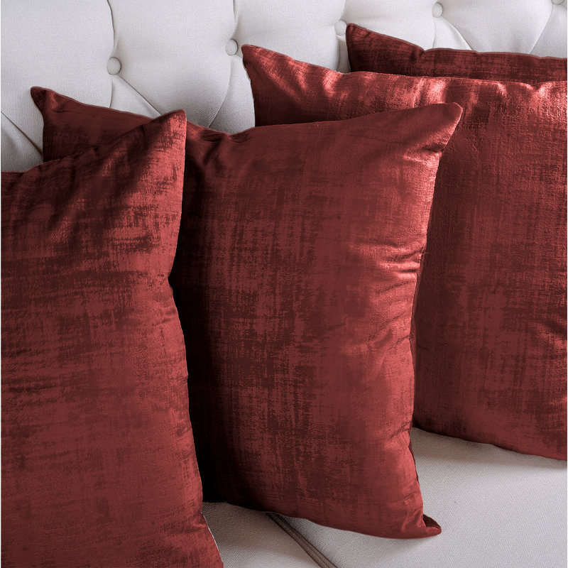 Ruby Wine Textured Velvet Square Throw Pillow Set