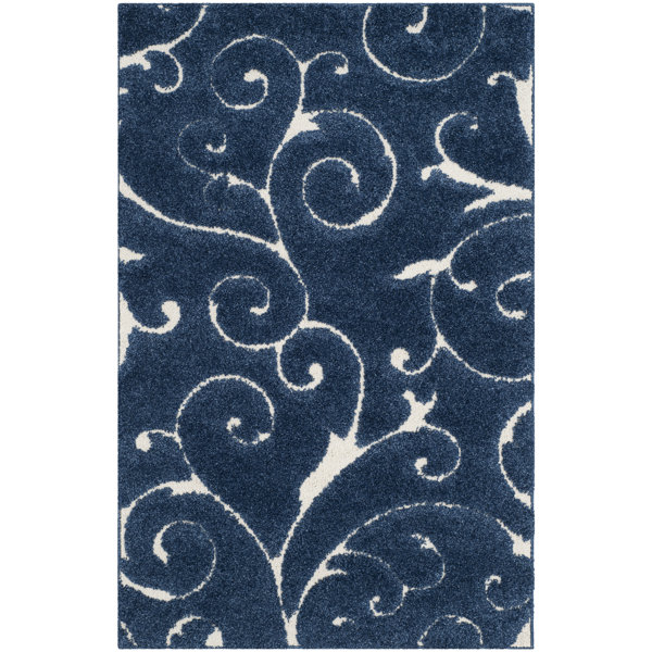Winston Porter Buskus Dark Blue/Cream Rug & Reviews - Wayfair Canada
