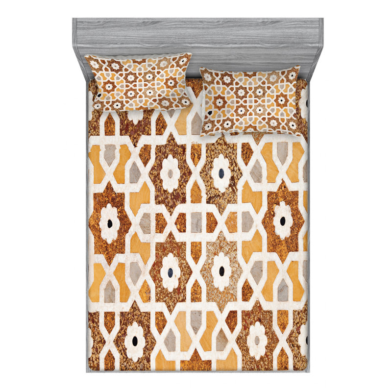Microfiber Floral Sheet Set, Queen Sheet Set with Fitted Sheet