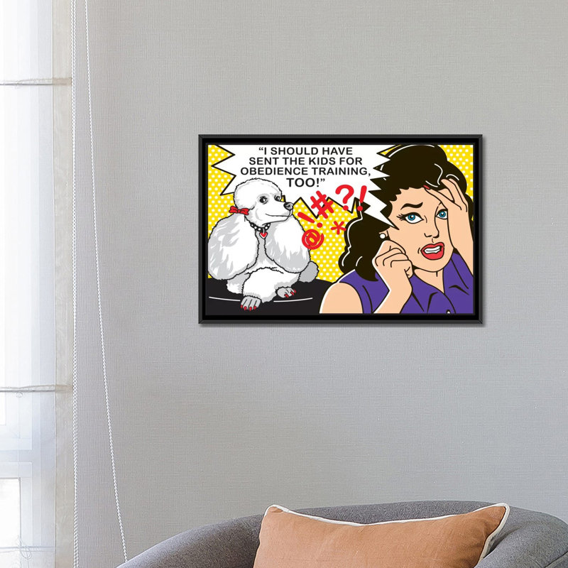 «Obedience Training», impression sur toile, H 18 po x l 26 po x P 1,5 po, Toile avec cadre noir, Pas de tapis