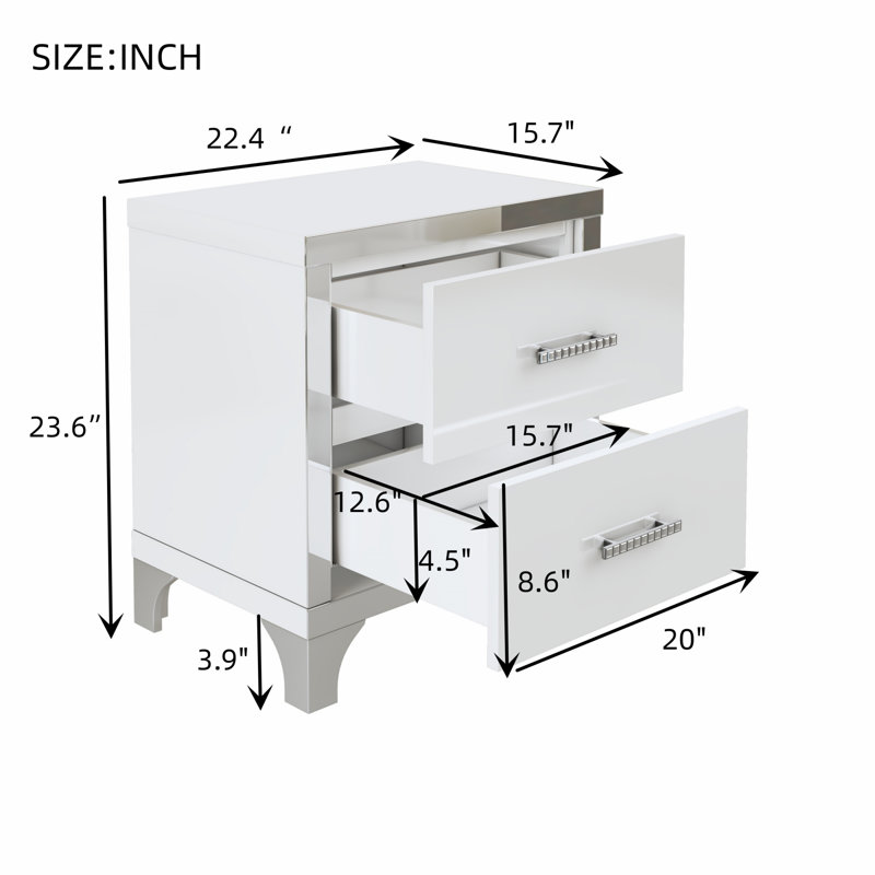 3-Piece Bedroom Set,  One Dresser And Two Nightstands, White