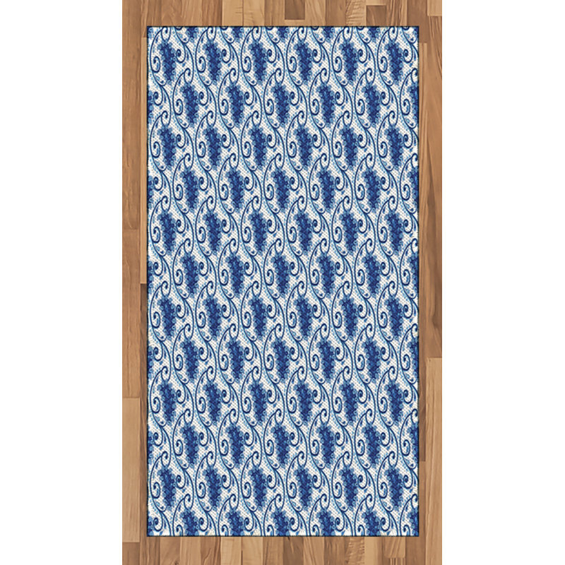 Tapis décoratif à motif de fibres longues en polyester à haute densité Paisley, Rectangle 2 pi 7 po x 5 pi