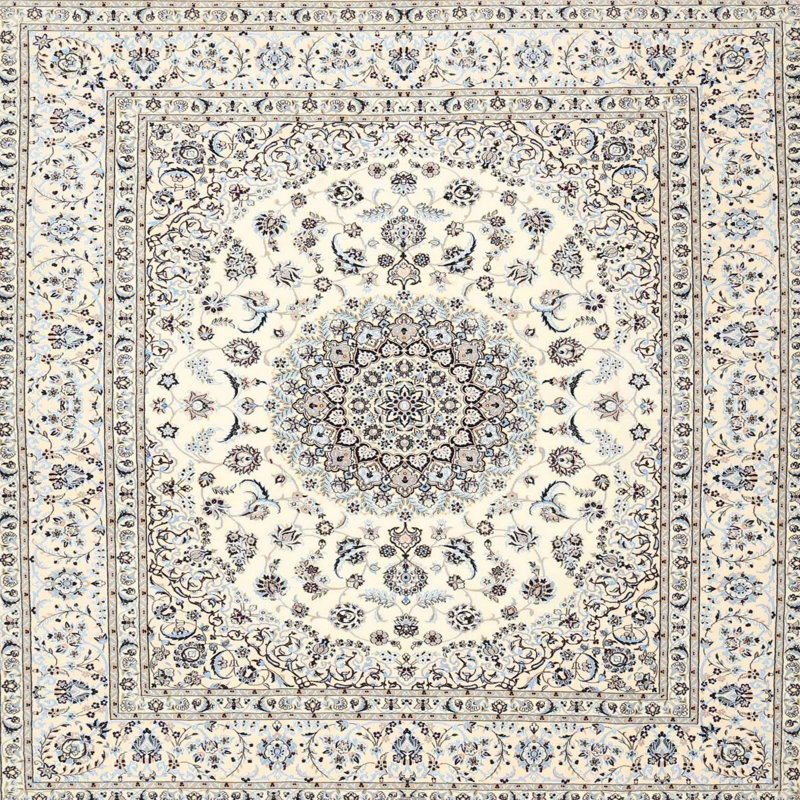 Tapis traditionnel beige / noir Glinski, Carré 4 pi