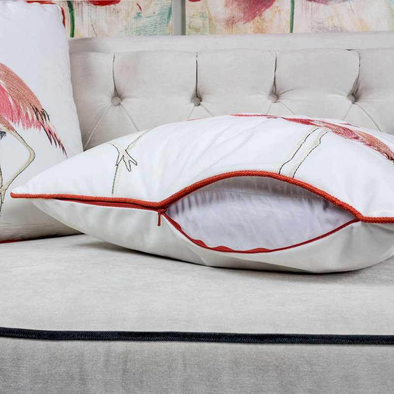 Embroidered Velvet Throw Pillow