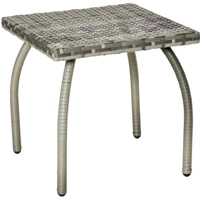 Petite table de bout carrée en rotin, table d'appoint en osier pour l'extérieur, table basse en matériau résistant aux intempéries pour le jardin, le balcon et la cour