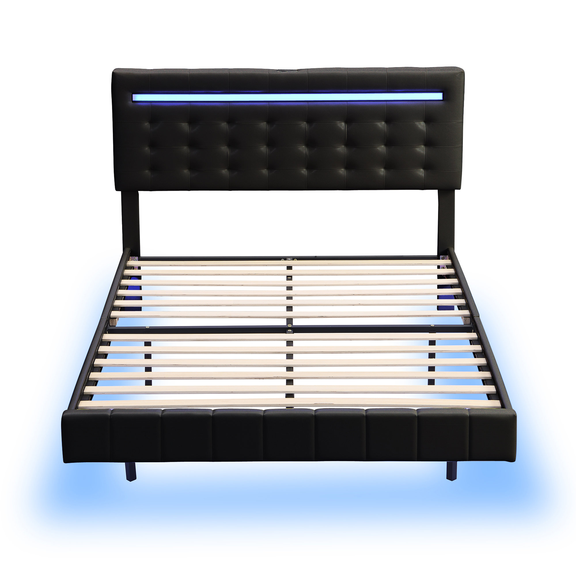 Latitude Run® Mahaliah Floating Bed Frame with LED and USB Charging ...