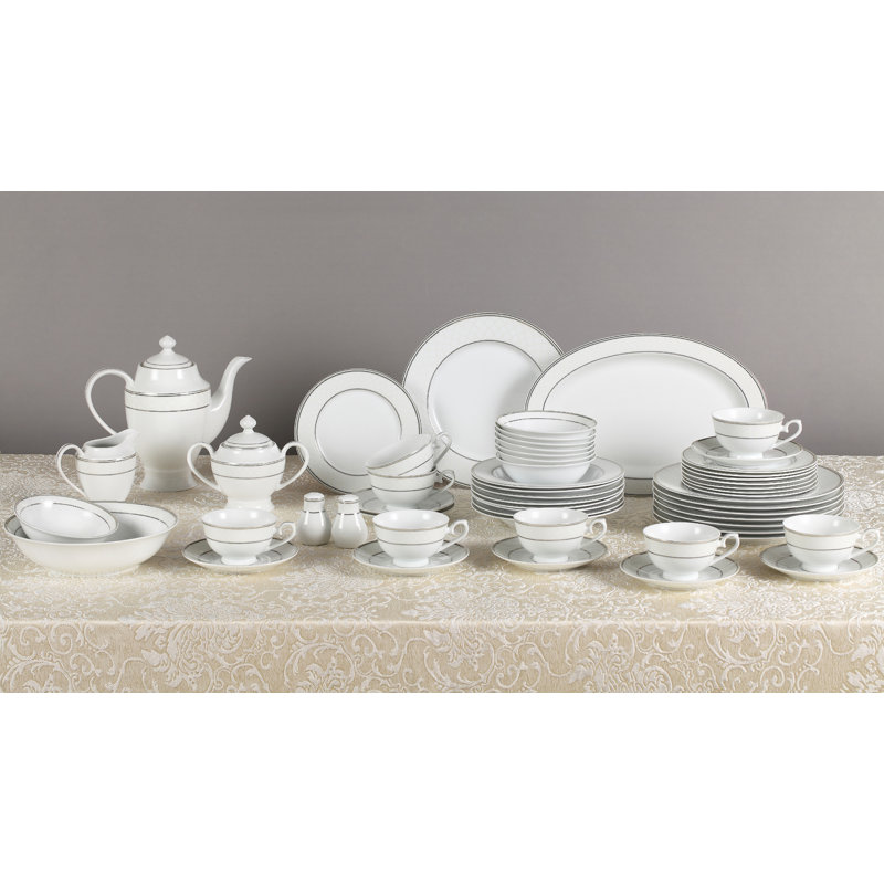 Elegant White Porcelain Round Dinnerware Set - Service for 8