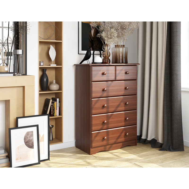 Commode 6 tiroirs Galib, Moka