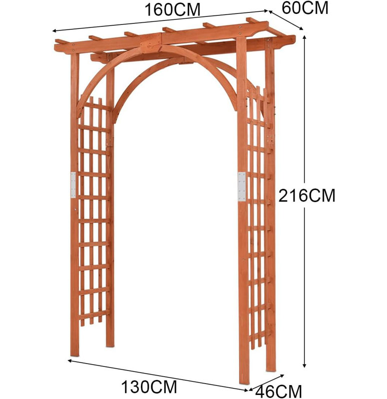 Valmonte 160cm W x 60cm D Solid Wood Arbour in Wood