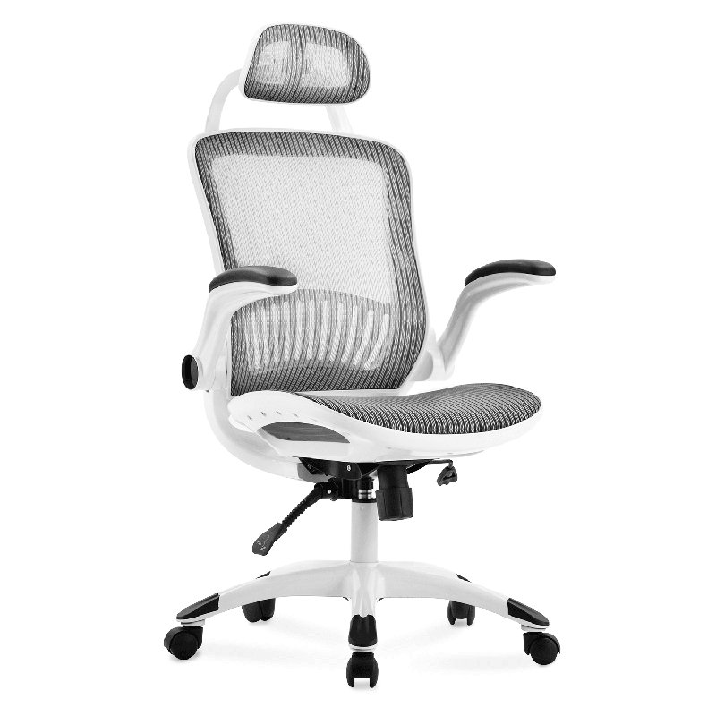 Louella Polyester Blend Office Chair with Headrest, White