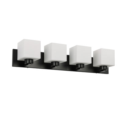 Winafred Vanity - 4 Light - Matte Black - Glass