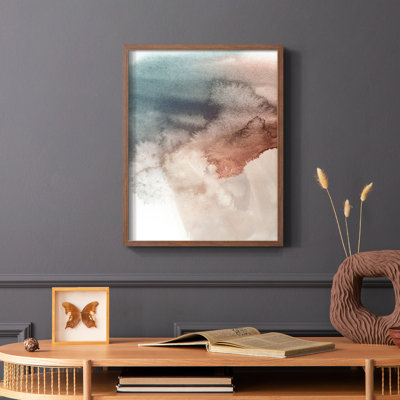 Red Ochre abstrait III, reproduction encadrée - bois massif