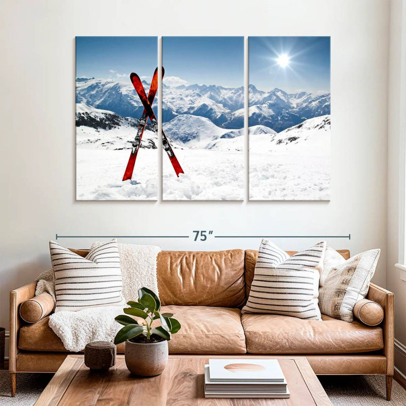 " Red Skis " 3 - Pieces, 42" H x 65" W x 1.25" D