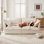 Canapé moderne à 2 places avec housse pour canapé de salon, canapé 2 places, canapé à assise profonde en chenille simple avec coussin rembourré et housse amovible, canapé confortable pour petit espace, appartement, crème