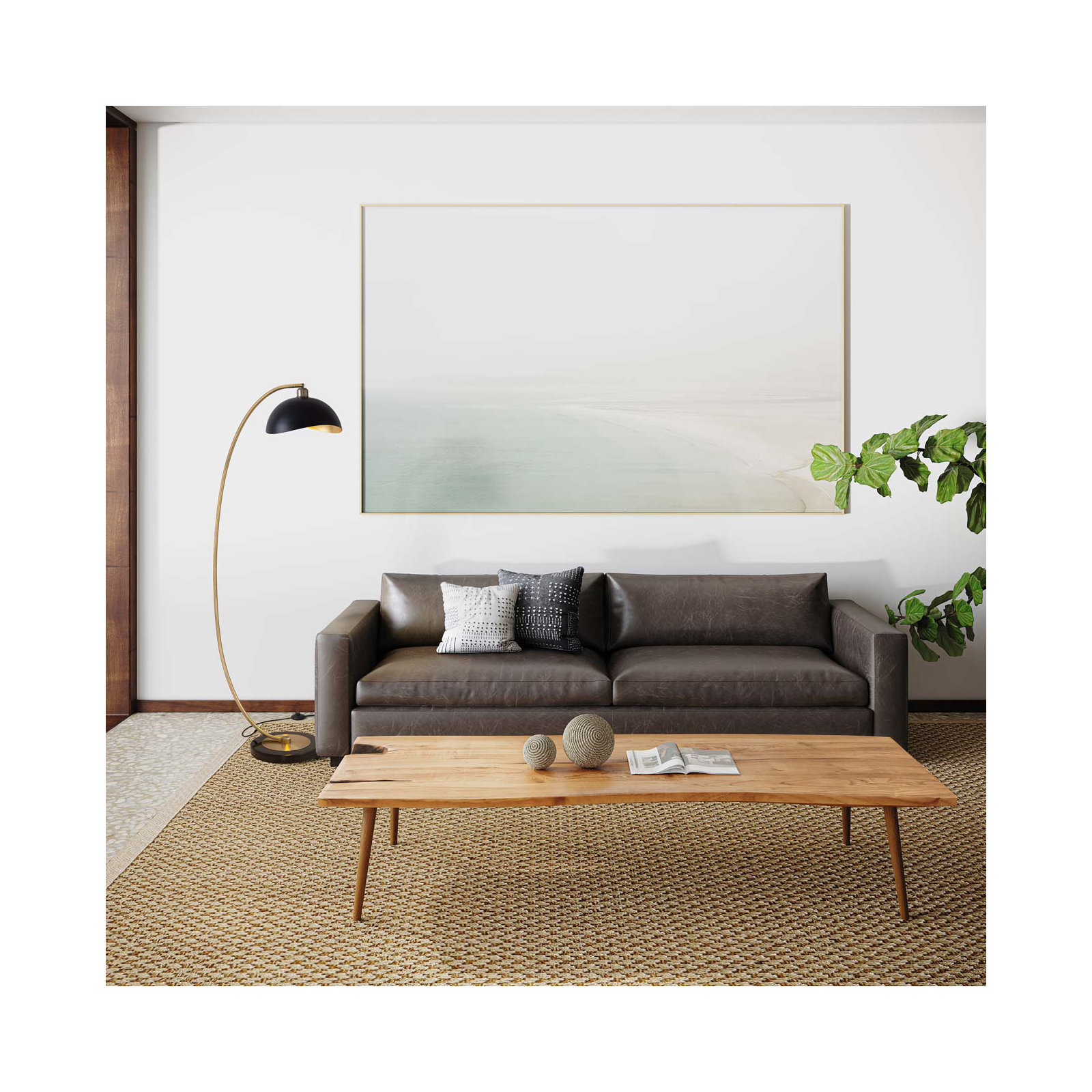 Luna Bella 60" Arched Floor Lamp, Black, Weather Brass