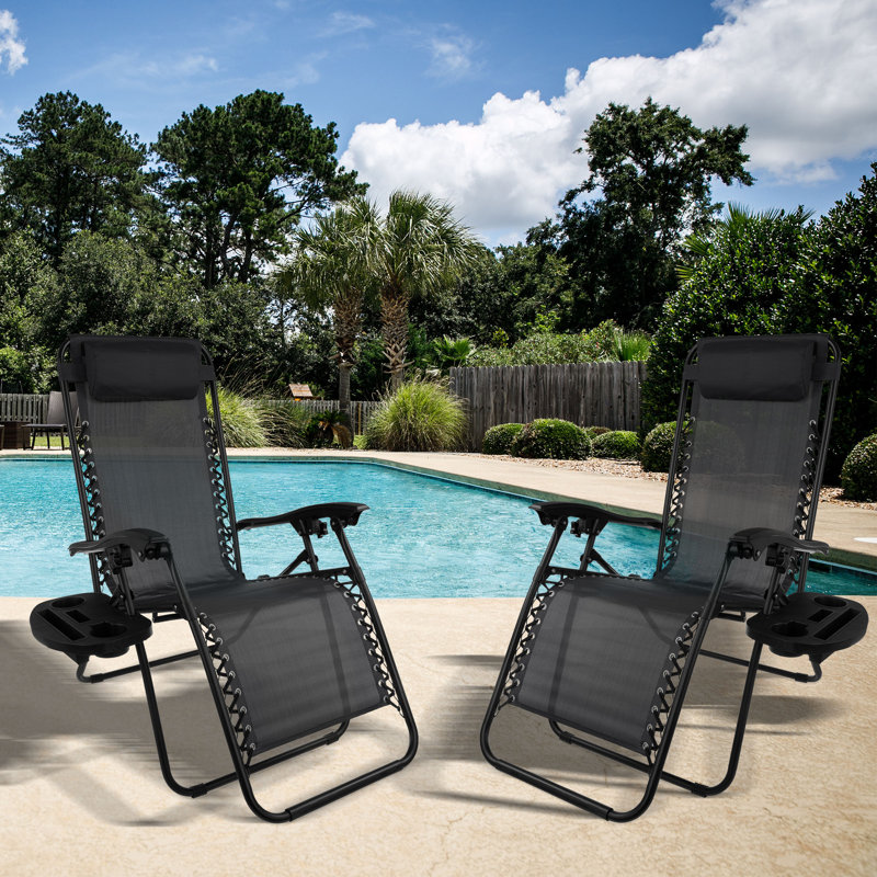 Chaises zéro gravité 2 pièces Cadisha, Noir