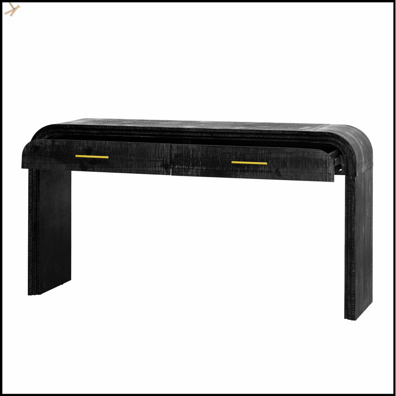 Unique Retro Silhouette Console Table With Open Style, Two Top Drawers For Entrance, Perfect For Vintage Decor And Storage