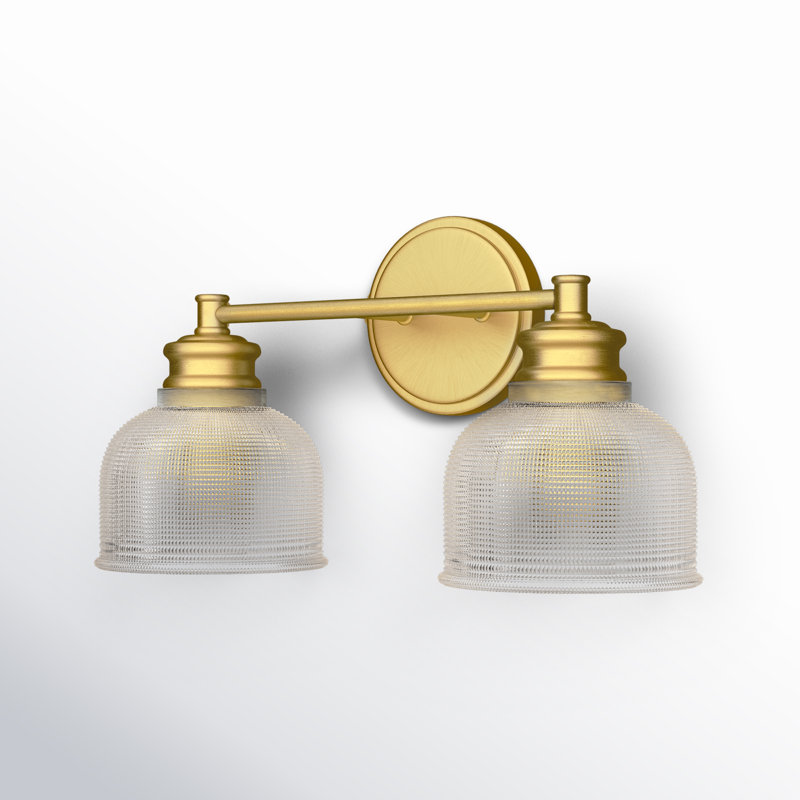 Besima 2 Light Ribbed Dimmable Vanity Light, Natural Brass