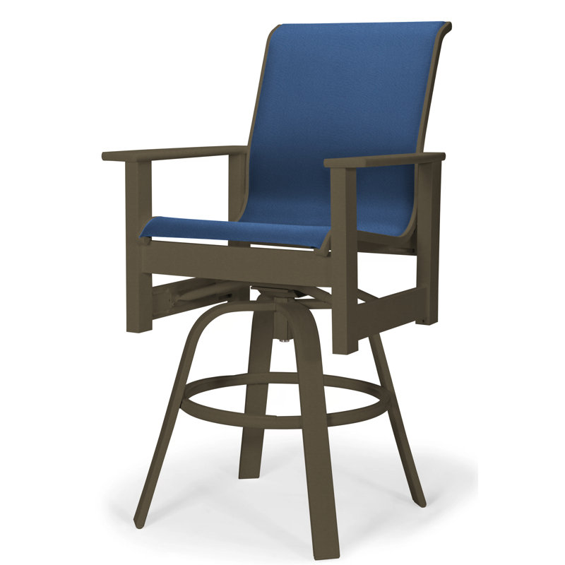 Fauteuil pivotant à hauteur de barre Leeward MGP, Cobalt 35D Sunbrella®, Bois de plage texturé