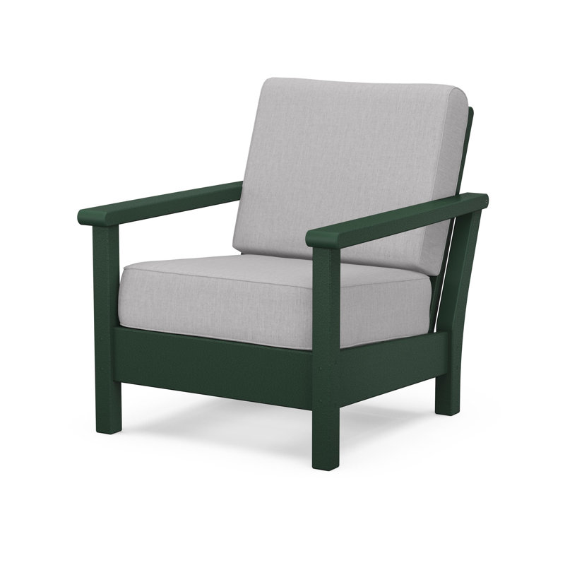 Chaise à assise profonde Harbor, Weathered Tweed Cushion, Slate Gray Frame