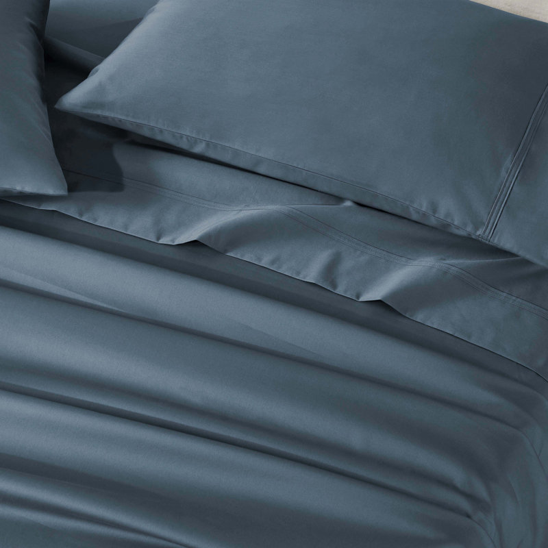 Certified Egyptian Cotton 850 Thread Count Solid Deep Pocket Bed Sheet Set, Blue, Queen Sheet Set + 3 Additional Pieces