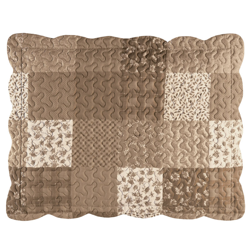 Classic Floral Patchwork Scalloped Edge Polyester Pillow Sham
